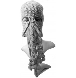 Skullies & Beanies Crochet Octopus Tentacle Beanie Hat Squid Cover Cap Knitted Beard Caps - Grey - CR12GALZ19D