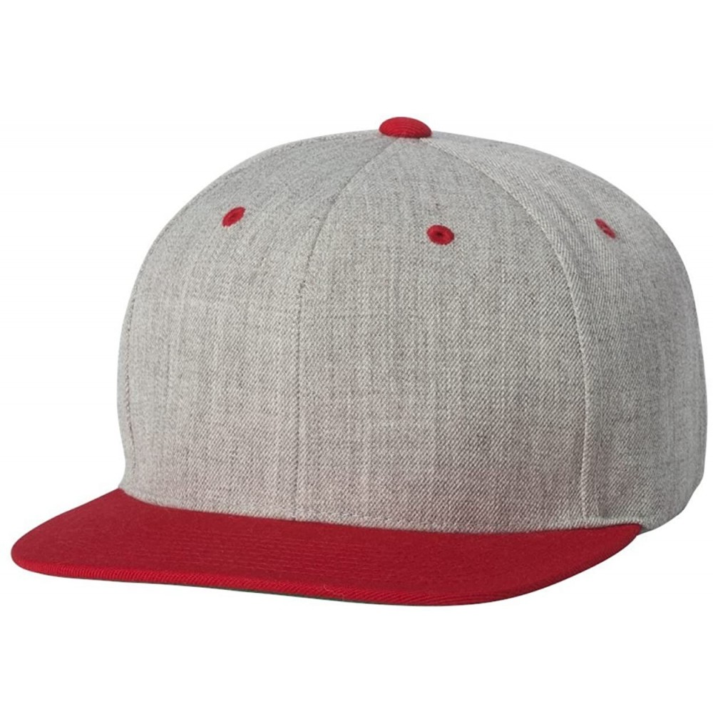 Baseball Caps Flexfit 6 Panel Premium Classic Snapback Hat Cap - Heather Grey/Red - CE12D6KE9GN