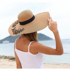 Sun Hats Women's Big Bowknot Straw Sun Hat Floppy Foldable Roll up UV 50+ Beach Cap - Y-hello Sunshine Khaki - CX18S6ZYN6O