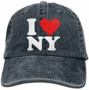 Baseball Caps Men's/Women's Adjustable Denim Fabric Baseball Caps I Love NY New York Plain Cap - Navy - C818IGN75TR