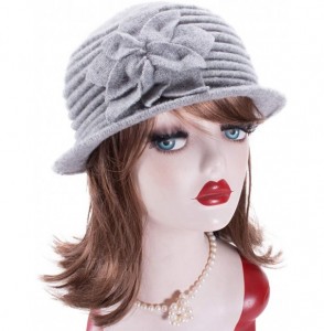 Berets Womens 1920s Look 100% Wool Beret Beanie Cloche Bucket Winter Hat A543 - Light Gray - CG1936S63IC