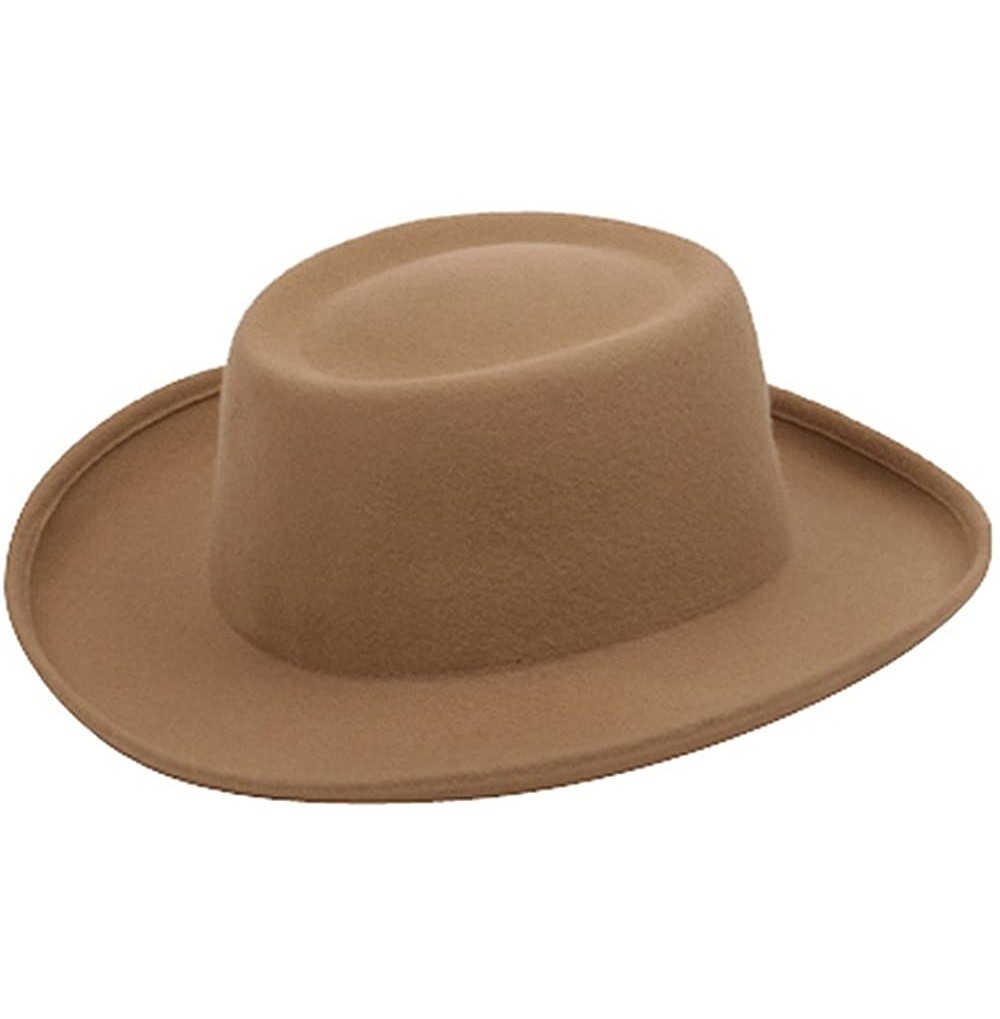 Cowboy Hats Women's Gambler Felt Hat - Camel - CI12O0WMW5E