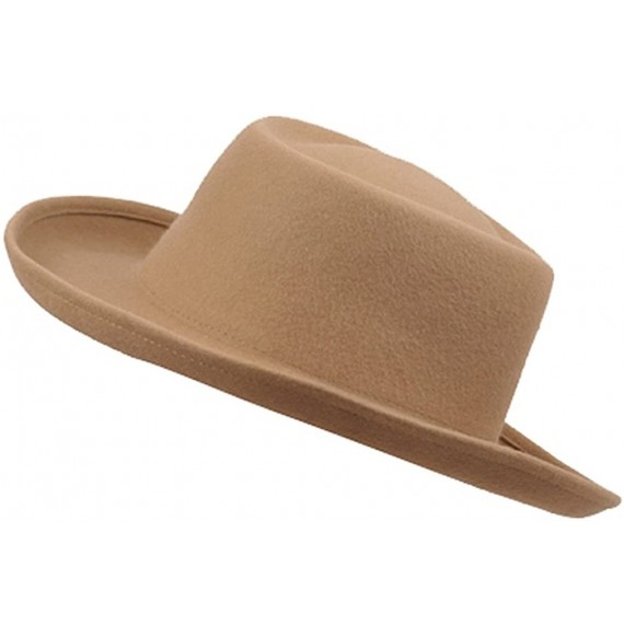 Cowboy Hats Women's Gambler Felt Hat - Camel - CI12O0WMW5E