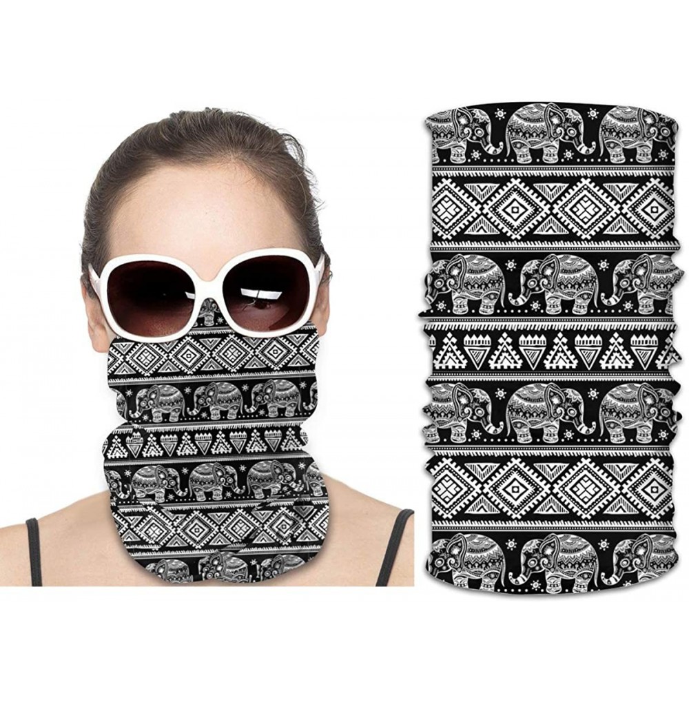Balaclavas Women's Bandana Tube Neck Gaiter Headwear Face Scarf for Dust Wind Sun Protection - Elephant - Black - CD198KGY52R