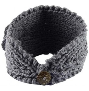 Cold Weather Headbands Fashion Women Crochet Button Headband Knit Hairband Flower Winter Ear Warmer Head Wrap - Gray - C418L3...