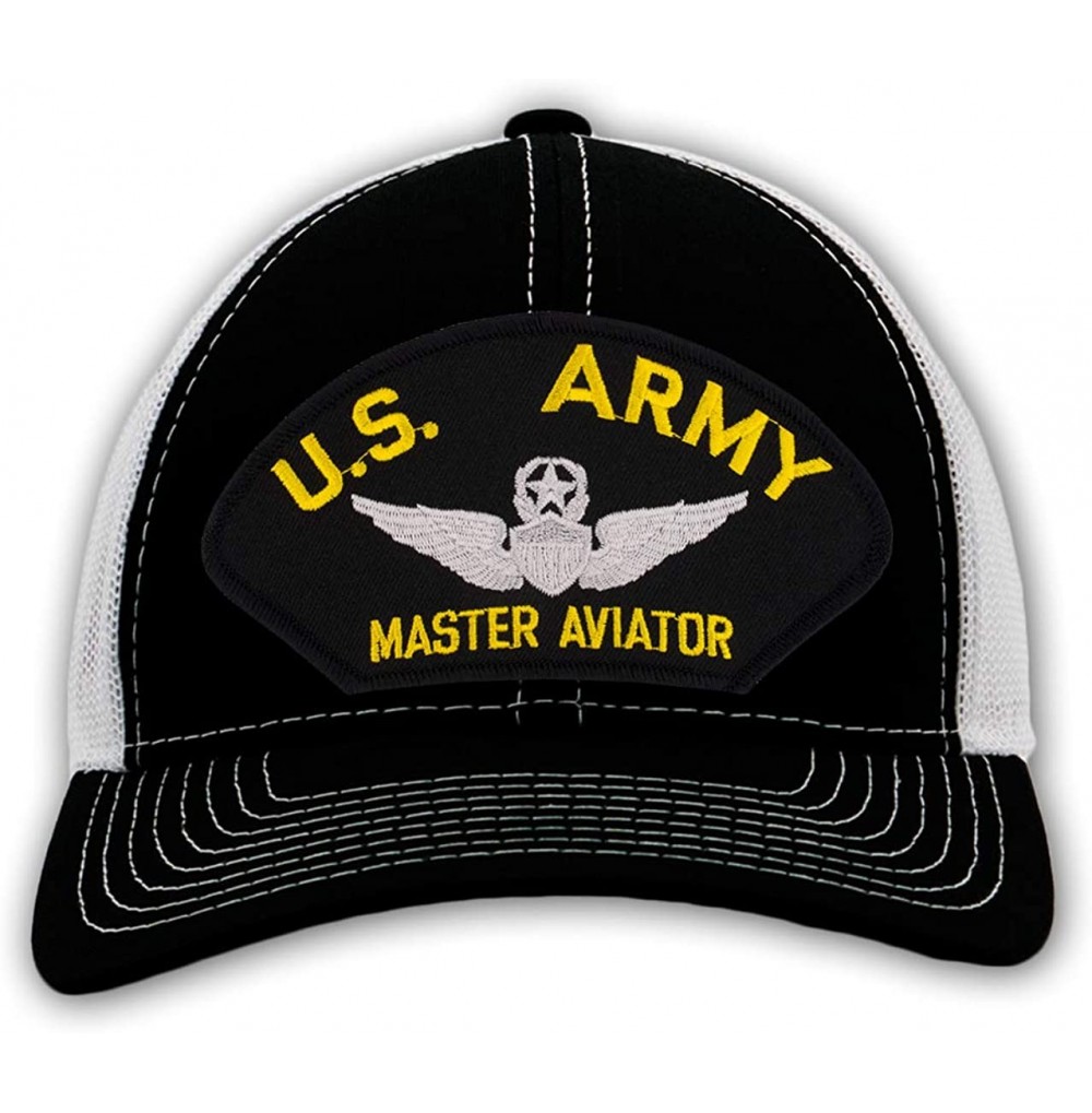 Baseball Caps US Army Master Aviator Hat/Ballcap Adjustable One Size Fits Most - Mesh-back Black & White - CG18OGC8NH4