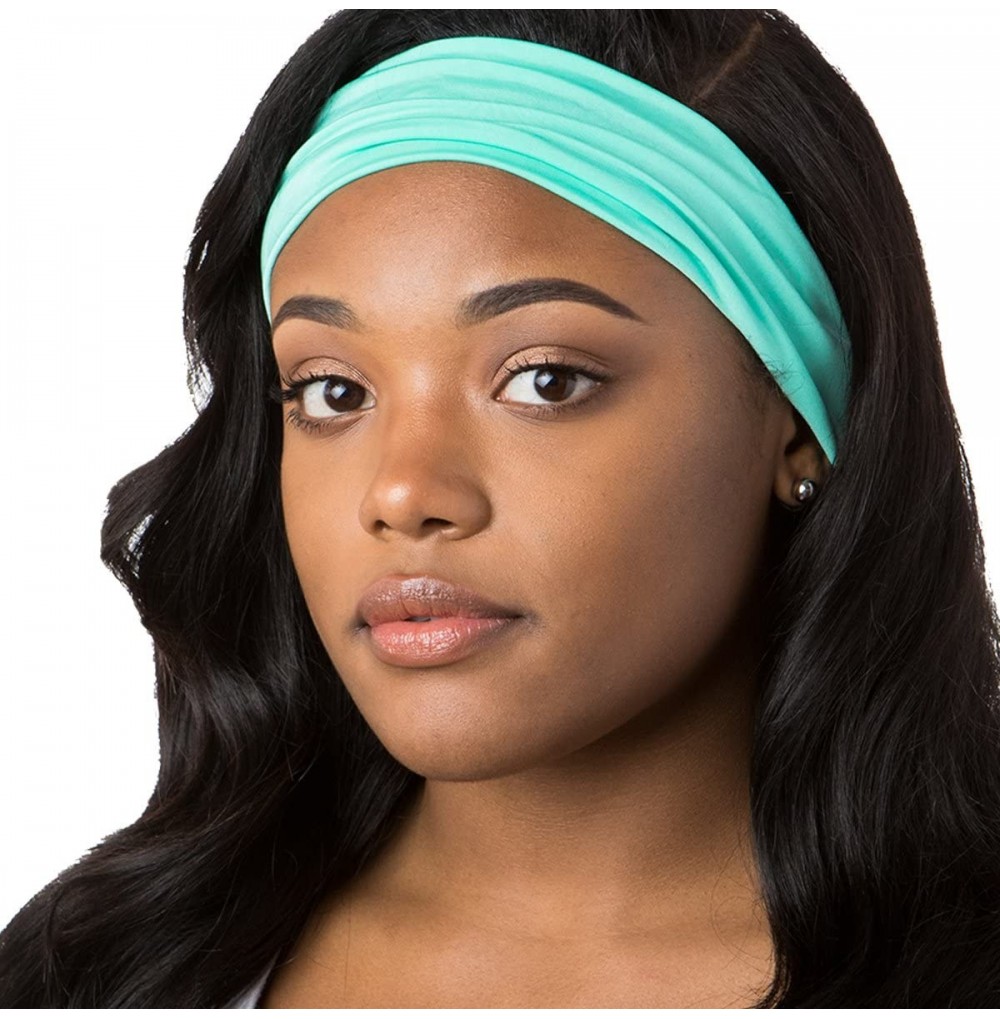Headbands Xflex Basic Adjustable & Stretchy Wide Softball Headbands for Women Girls & Teens - Lightweight Basic Mint - CY17X6...