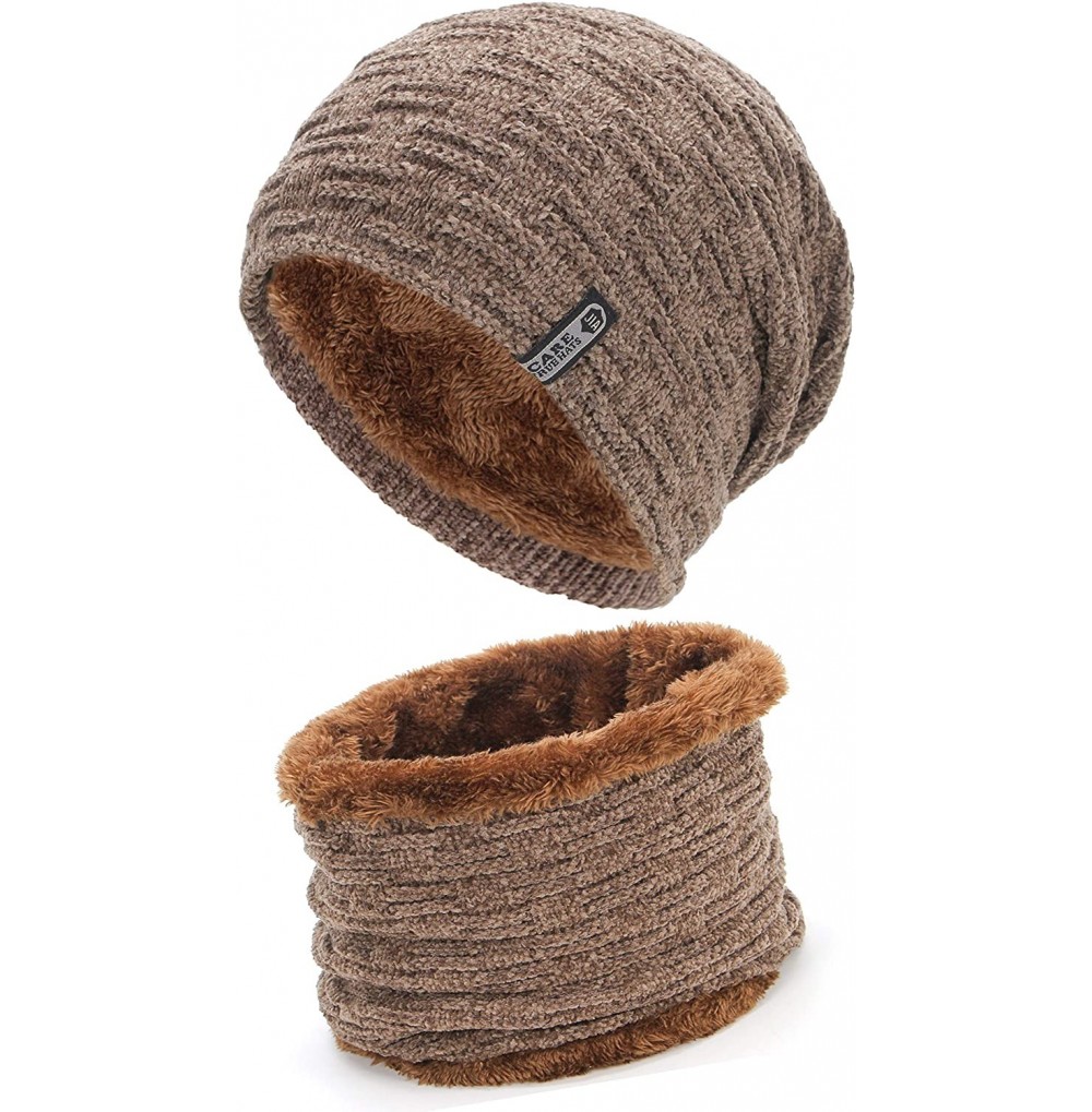 Skullies & Beanies Styles Oversized Winter Extremely Slouchy - Xne Khaki Hat&scarf Set - C718ZDSAUKU
