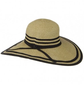 Sun Hats UPF 50+ Two Tone Stripe Wide Brim Self Tie Hat- Wheat - Wheat - C3118NTPY2B