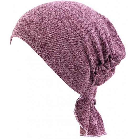 Headbands Womens 3-Pack Cotton Knit Beanie Sleep Turban Hat Headwear for Cancer - Color E - CZ18HNU3D7X