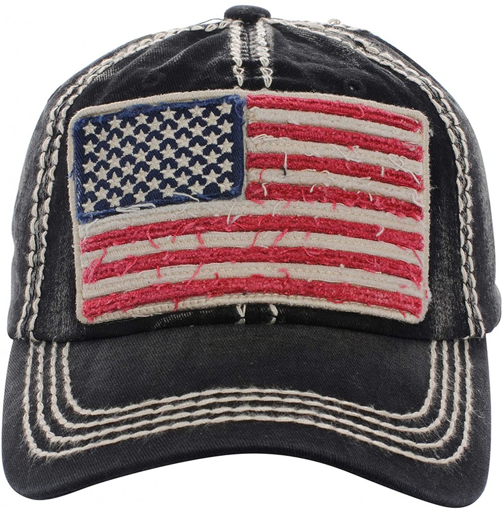 Baseball Caps Men's USA American Flag Patch Vintage Ball Cap - Black - CA18LQN7EYW