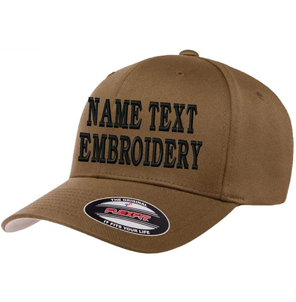 Baseball Caps Custom Embroidery Hat Flexfit 6277 Personalized Text Embroidered Fitted Size Cap - Coyote Brown - CV196SGQRHS