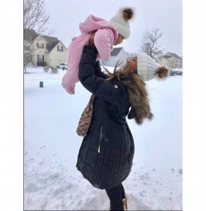 Skullies & Beanies 2PCS Mother&Baby Hat Parent-Child Hat Family Matching Cap Winter Warmer Knit Wool Beanie Ski Cap - W Red -...