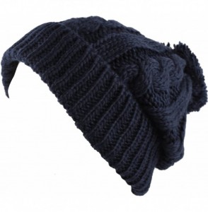 Skullies & Beanies Women Winter Oversized Chunky Thick Stretchy Knitted Pom Pom Beanie Fleece Lined Beanie Hat - 1. Curly Nav...