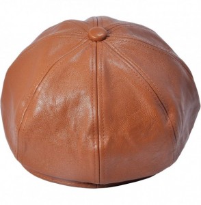 Newsboy Caps Womens PU Leather Newsboy Caps Gatsby Apple Cabbie Hat for Girls - Orange - C318Y76RE4C