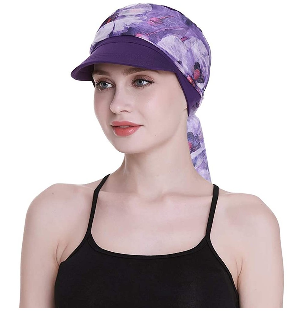 Newsboy Caps Newsboy Cap for Women Chemo Headwear with Scarfs Gifts Hair Loss Available All Year - Purple - C818LWADUK0