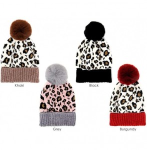 Skullies & Beanies Women Fashion Winter Fall Soft Knitted Multi Color Animal Print Cat Ear Beanie Hats - CA18YIHCULW