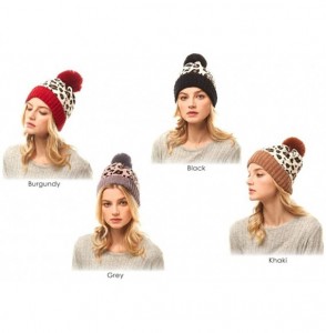 Skullies & Beanies Women Fashion Winter Fall Soft Knitted Multi Color Animal Print Cat Ear Beanie Hats - CA18YIHCULW