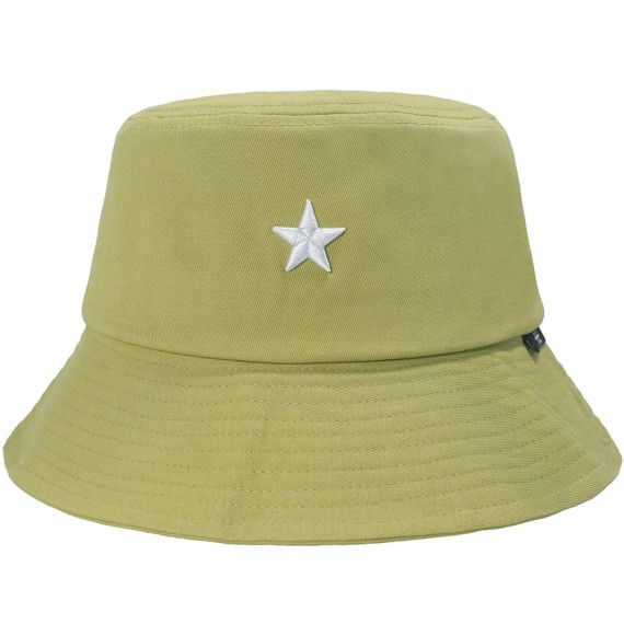 Bucket Hats Unisex Fashion Unique Word Embroidered Bucket Hat Summer Fisherman Cap for Men Women Teens - Star Green - C919085...