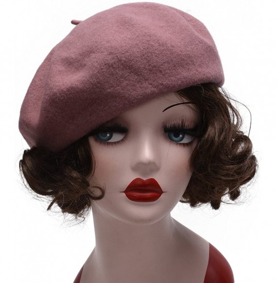 Berets Womens French Artist 100% Wool Beret Flat Cap Winter Warm Painter Hat Y63 - Light Purple - C0186ZSMGKN