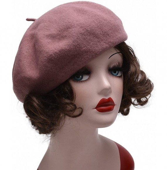 Berets Womens French Artist 100% Wool Beret Flat Cap Winter Warm Painter Hat Y63 - Light Purple - C0186ZSMGKN