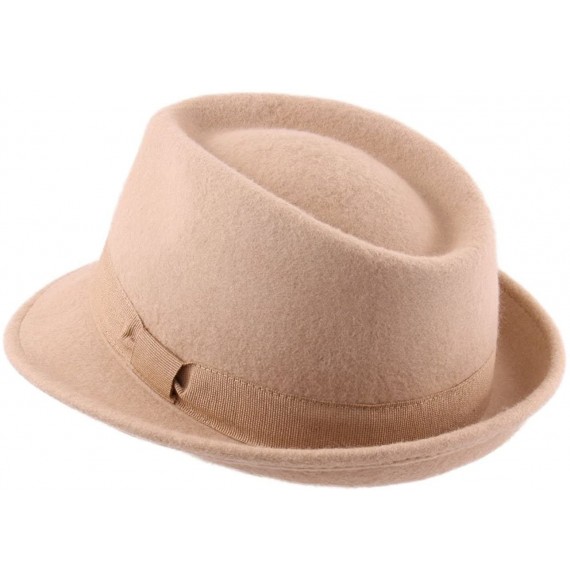 Fedoras Trilby Wool Felt Trilby Hat - Camel - CJ1884XU7QX
