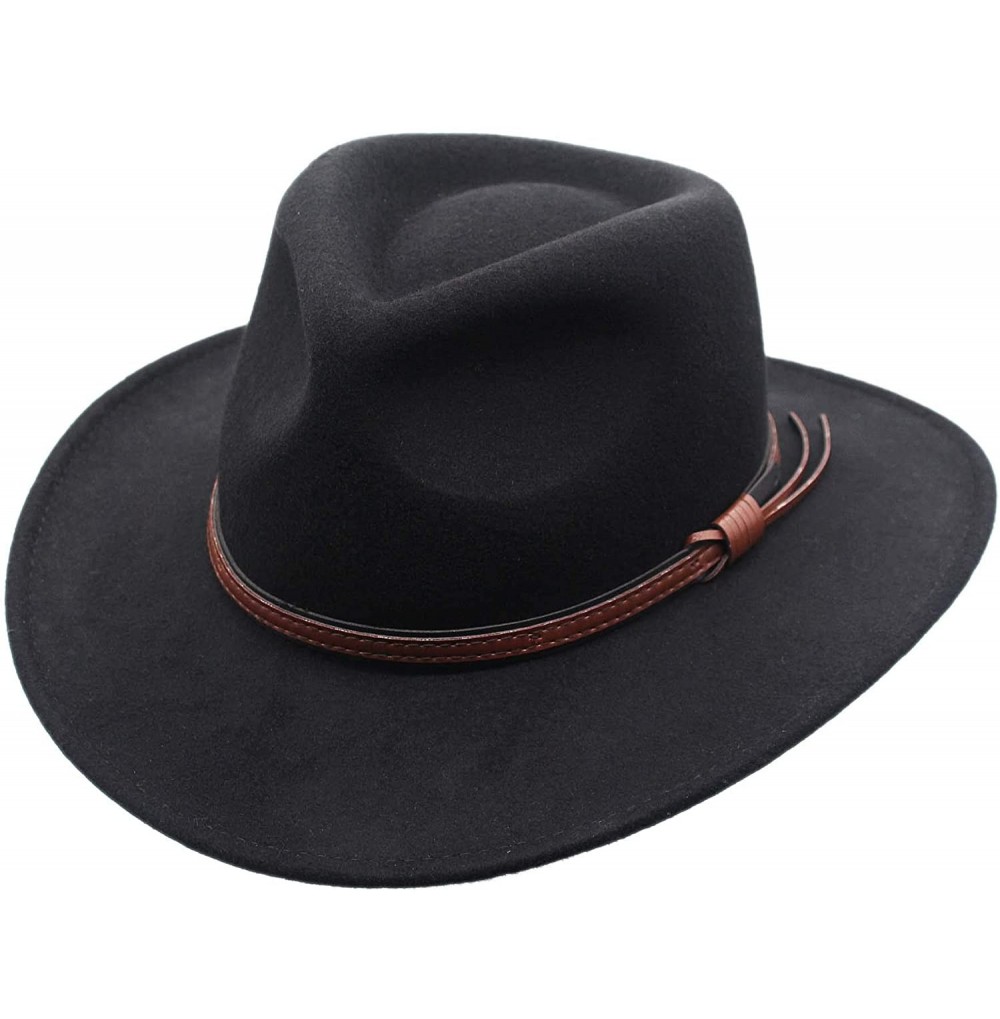 Cowboy Hats Crushable Outback Cowboy Western Wool Hat- Silver Canyon - Black - CE18KOC24WK