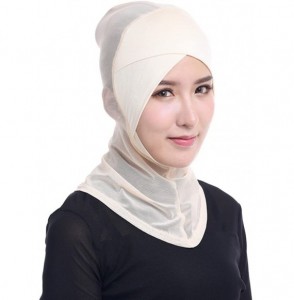 Skullies & Beanies Women's Under Scarf Hat Cap Muslim Bone Ninja Hijab Islamic Neck Cover Beige - CP12N8276A5