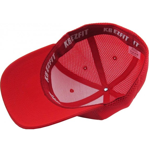 Baseball Caps Blank Stretch Mesh Back Cotton Twill Fitted Hat Spandex Headband - (Mesh Back) Red - CL180K8W9L4