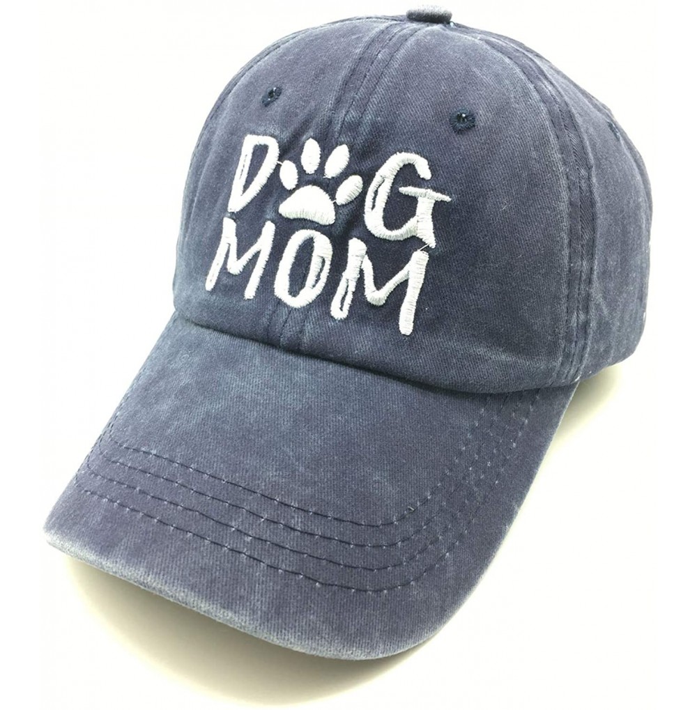 Baseball Caps Women's Dog Mom Baseball Caps Embroideried Washed Adjustable Dad Hat - Dog Mom Navy - CK18QYK3Y95