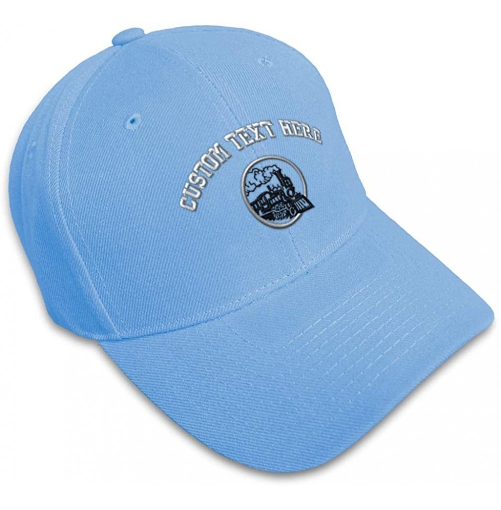 Baseball Caps Custom Baseball Cap Train Embroidery Dad Hats for Men & Women Strap Closure 1 Size - Light Blue - CQ18Y2UZRD4