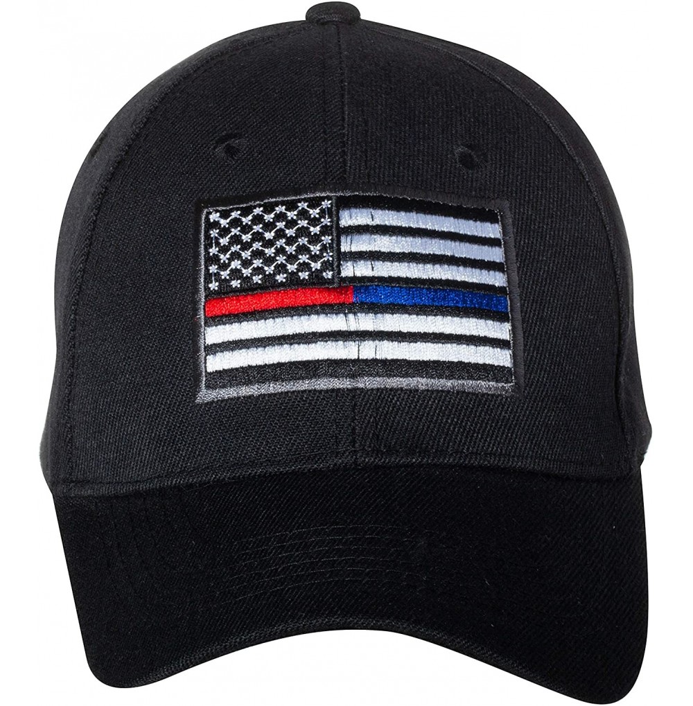 Baseball Caps United States Flag Thin Blue Line Embroidered Black Baseball Cap - Police Office and Firefighter - C718S5CKADY