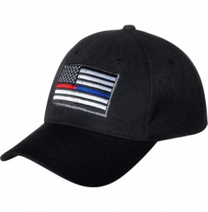 Baseball Caps United States Flag Thin Blue Line Embroidered Black Baseball Cap - Police Office and Firefighter - C718S5CKADY