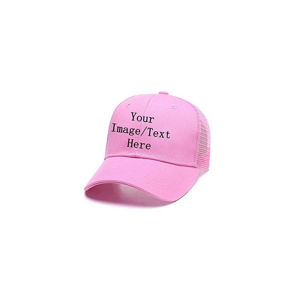 Baseball Caps Custom Women's Ponytail Mesh Adjustable Cap-100% Cotton Baseball Hat Trucker Cap - Pink - C618H34A2XD