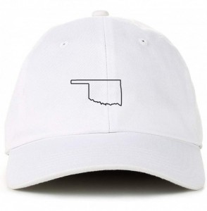 Baseball Caps Oklahoma Map Outline Dad Baseball Cap Embroidered Cotton Adjustable Dad Hat - White - C618ZO5T7LD