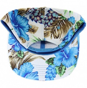 Baseball Caps Floral Hawaiian Adjustable Snapback Hats Baseball Caps - Blue/Flat - CF18C9WYMHG