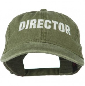 Baseball Caps Director Embroidered Washed Cotton Cap - Olive Green - C311LBM8YJH