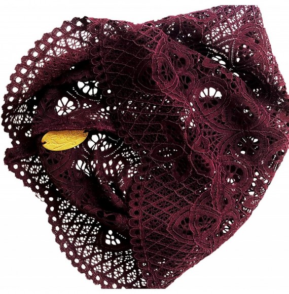 Headbands Stunning Stretch Wide Floral Lace Headbands in Many Beautiful Colors Handmade - Merlot - CU197LZRE3X