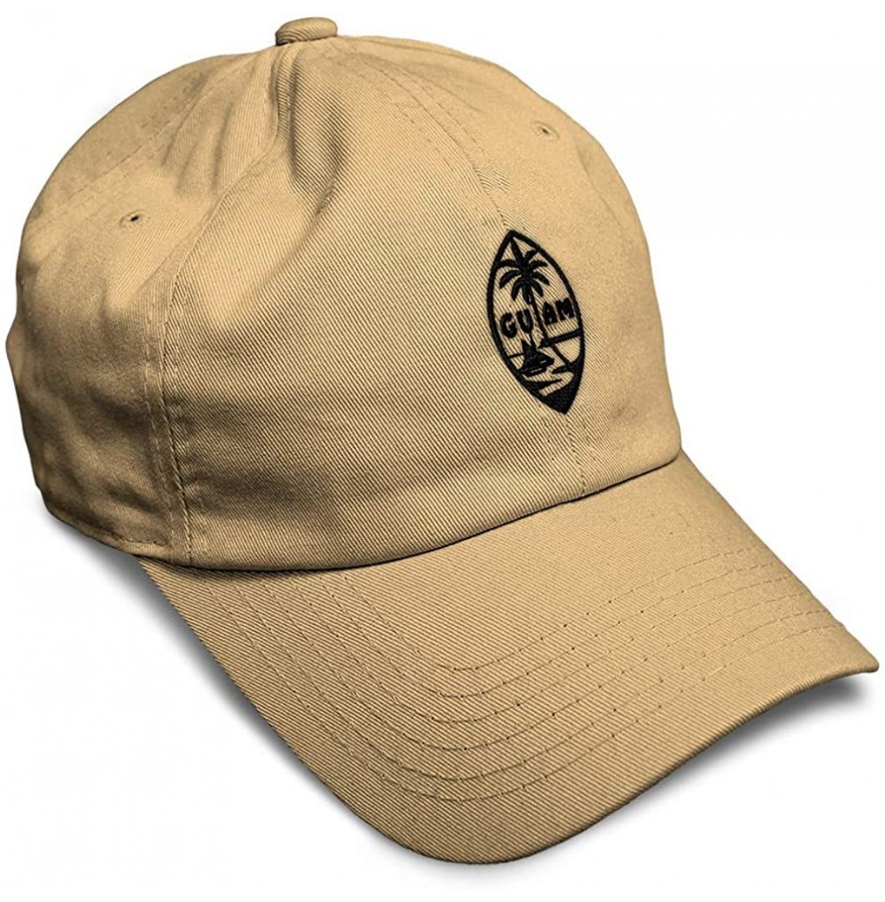 Baseball Caps Custom Soft Baseball Cap Seal of Guam Embroidery Cotton Dad Hats for Men & Women - Khaki - C318TKH6ETI