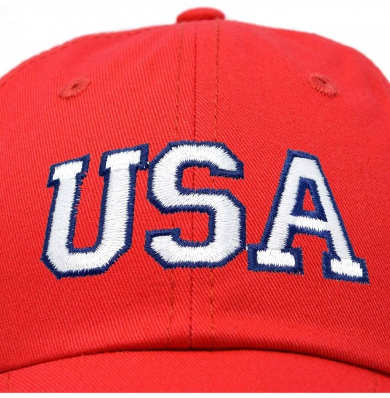 Baseball Caps USA Baseball Cap Flag Hat Team US America Navy Red White Blue Gray Khaki Black - Red - C218DGY94SX