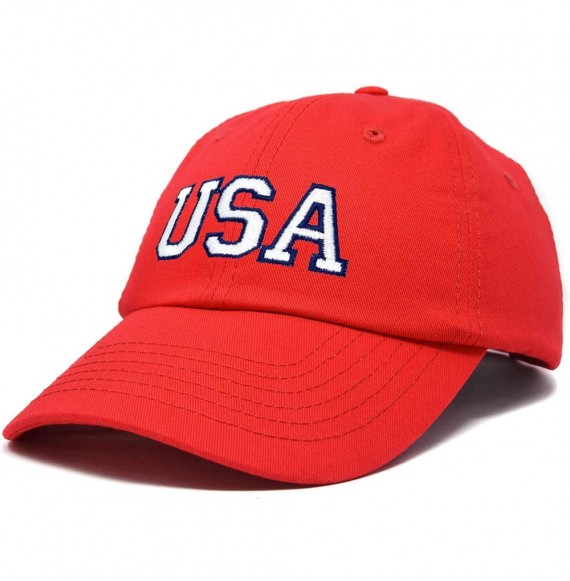 Baseball Caps USA Baseball Cap Flag Hat Team US America Navy Red White Blue Gray Khaki Black - Red - C218DGY94SX