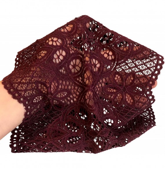 Headbands Stunning Stretch Wide Floral Lace Headbands in Many Beautiful Colors Handmade - Merlot - CU197LZRE3X