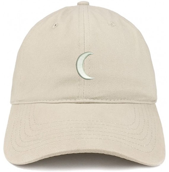 Baseball Caps Crescent Moon Embroidered Soft Low Profile Adjustable Cotton Cap - Stone - CK12NTMU5QP