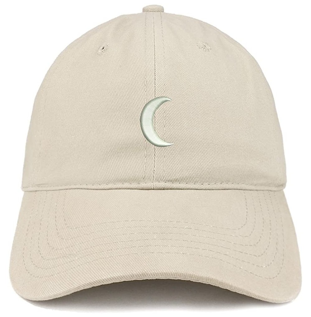 Baseball Caps Crescent Moon Embroidered Soft Low Profile Adjustable Cotton Cap - Stone - CK12NTMU5QP