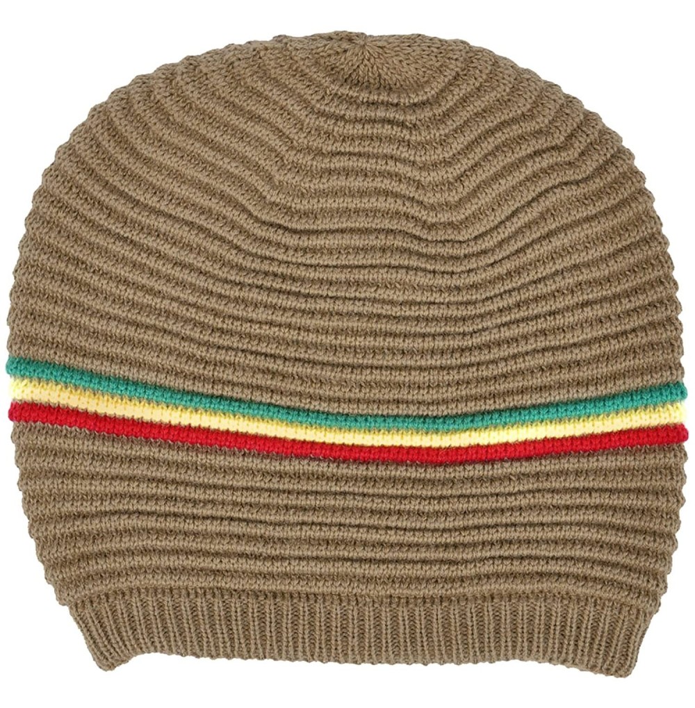 Skullies & Beanies Winter Slouchy Knit Beanie Hat for Women or Men - Color Stripe_khaki - CW110QVQFZT