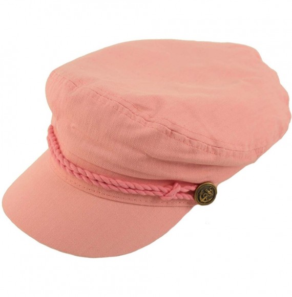 Newsboy Caps Men's Summer Cotton Greek Fisherman Sailor Fiddler Driver Hat Flat Cap - Pink - CJ18RCE5Z3Z
