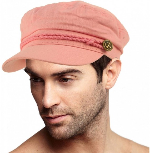 Newsboy Caps Men's Summer Cotton Greek Fisherman Sailor Fiddler Driver Hat Flat Cap - Pink - CJ18RCE5Z3Z