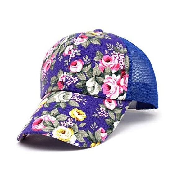 Bucket Hats Embroidery Cotton Baseball Cap Boys Girls Snapback Fashion Hip Hop Flat Hat - Blue - CM18R5Q9ZN0