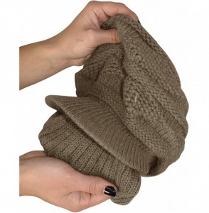 Visors Winter Warm Double Layer Crochet Knit Hat Beanie Slouchy with Visor - Brown - CY12N6GZF4T