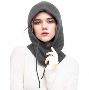 Balaclavas Balaclava Hood hat Windproof Soft Cashmere Fleece Knitted Ski Face Mask for Men Women Children - Dark Grey - CJ192...